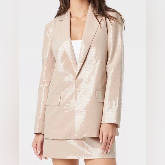 a new day Jackets & Blazers - A New Day N.W.T. Elegant Sequin Beige Light Tan Blazer & Skirt Set. Light Tan